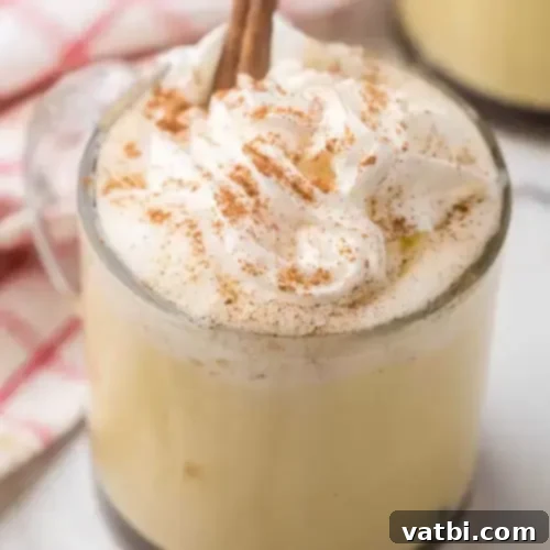 53 Holiday Eggnog Delights 5 Rich and creamy homemade eggnog, a classic holiday drink.