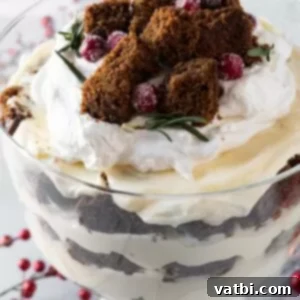 53 Holiday Eggnog Delights 6 Layers of gingerbread cake, eggnog pudding, and white chocolate pudding in a festive trifle.