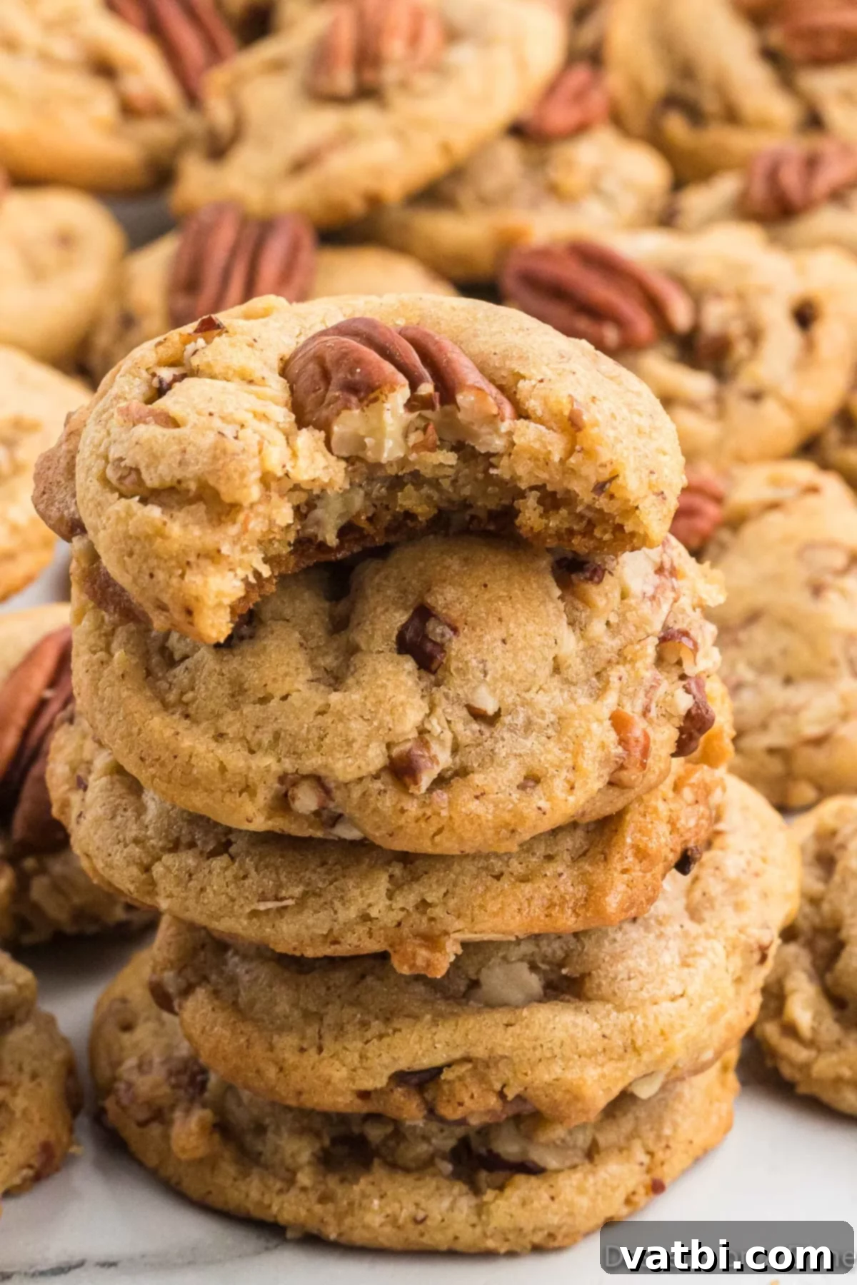 Butter Pecan Cookies 2 Butter pecan cookies stacked together.