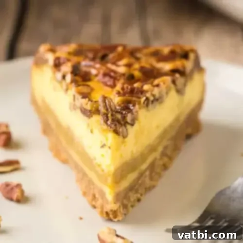 Pecan Pie Cheesecake with a creamy filling and generous pecan topping.