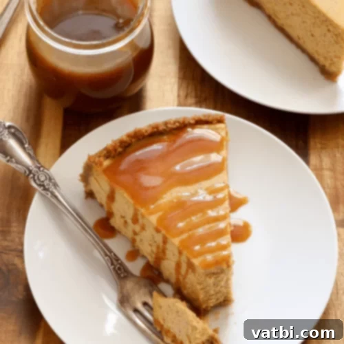 Spiced Pumpkin Cheesecake with caramel sauce.