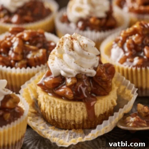 Mini Pecan Pie Cheesecakes in individual cups.