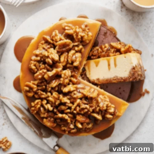 Maple Walnut Cheesecake with a generous walnut topping.
