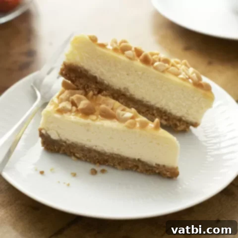 Caramel Nut Cheesecake with a thick caramel and nut topping.