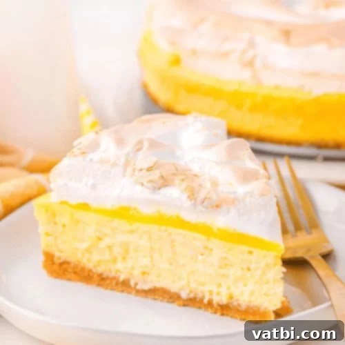 Lemon Meringue Cheesecake with a toasted meringue topping.