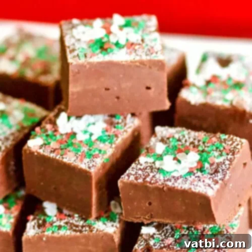 55 Festive & Easy Christmas Fudge Ideas 22 Sea Salt Chocolate Fudge squares, sprinkled with flaky sea salt.