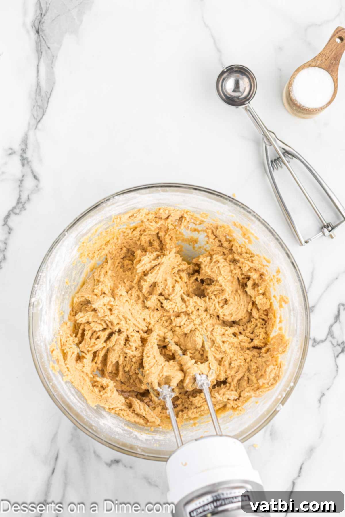 Delightfully Easy Halloween Spider Treats 9 Cookie batter ready to form dough balls for Halloween cookies.