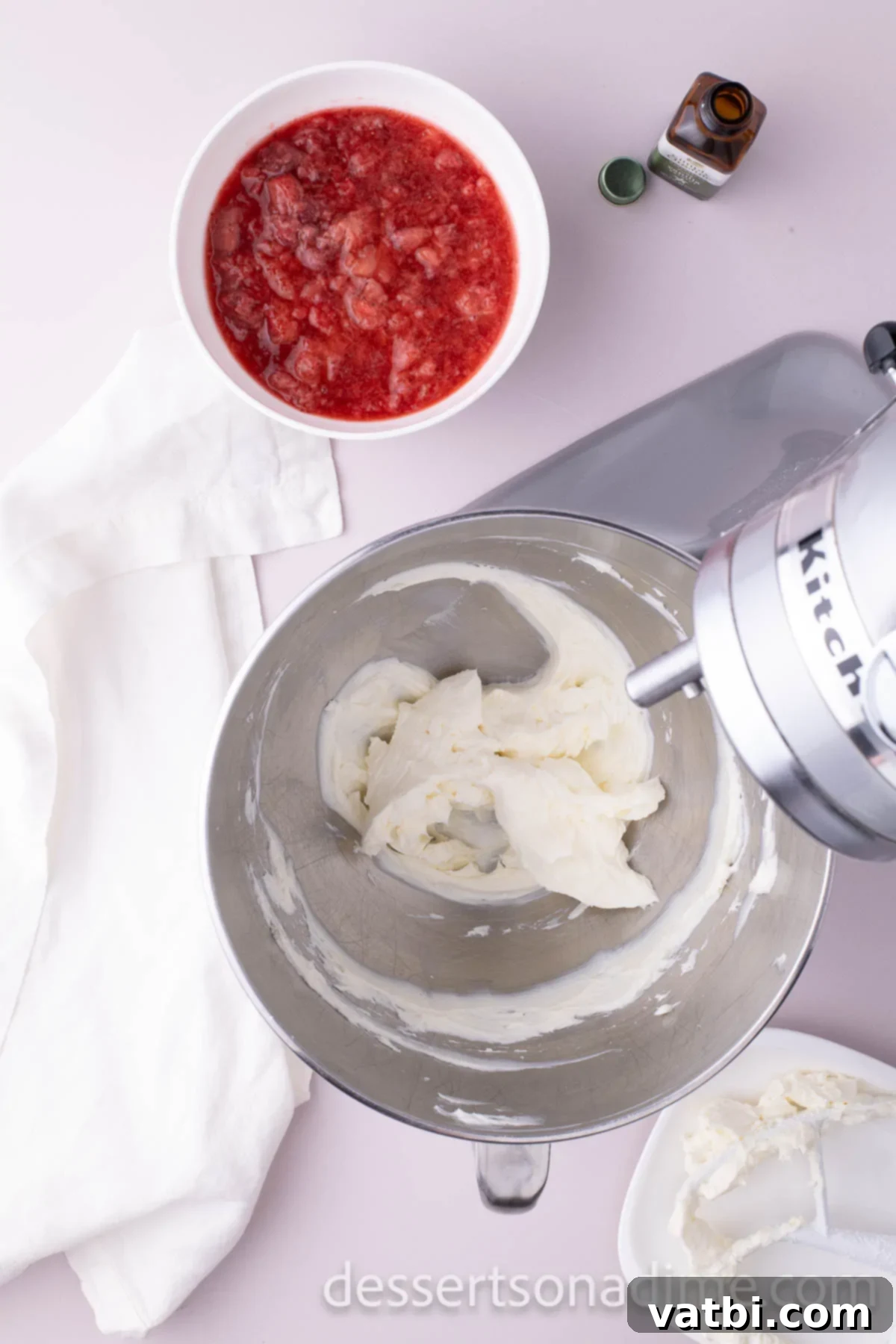 Luscious Strawberry Cream Cheese Dream 5 Cream cheese beat until smooth.