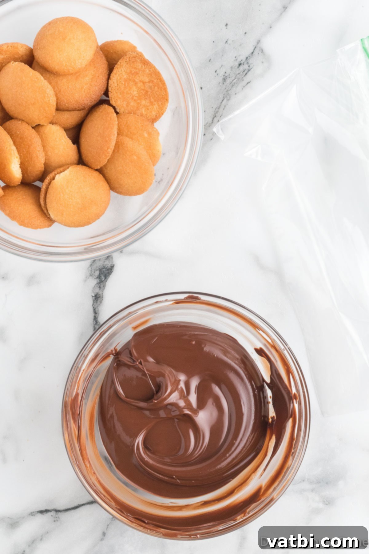 Melted chocolate in a bowl. 