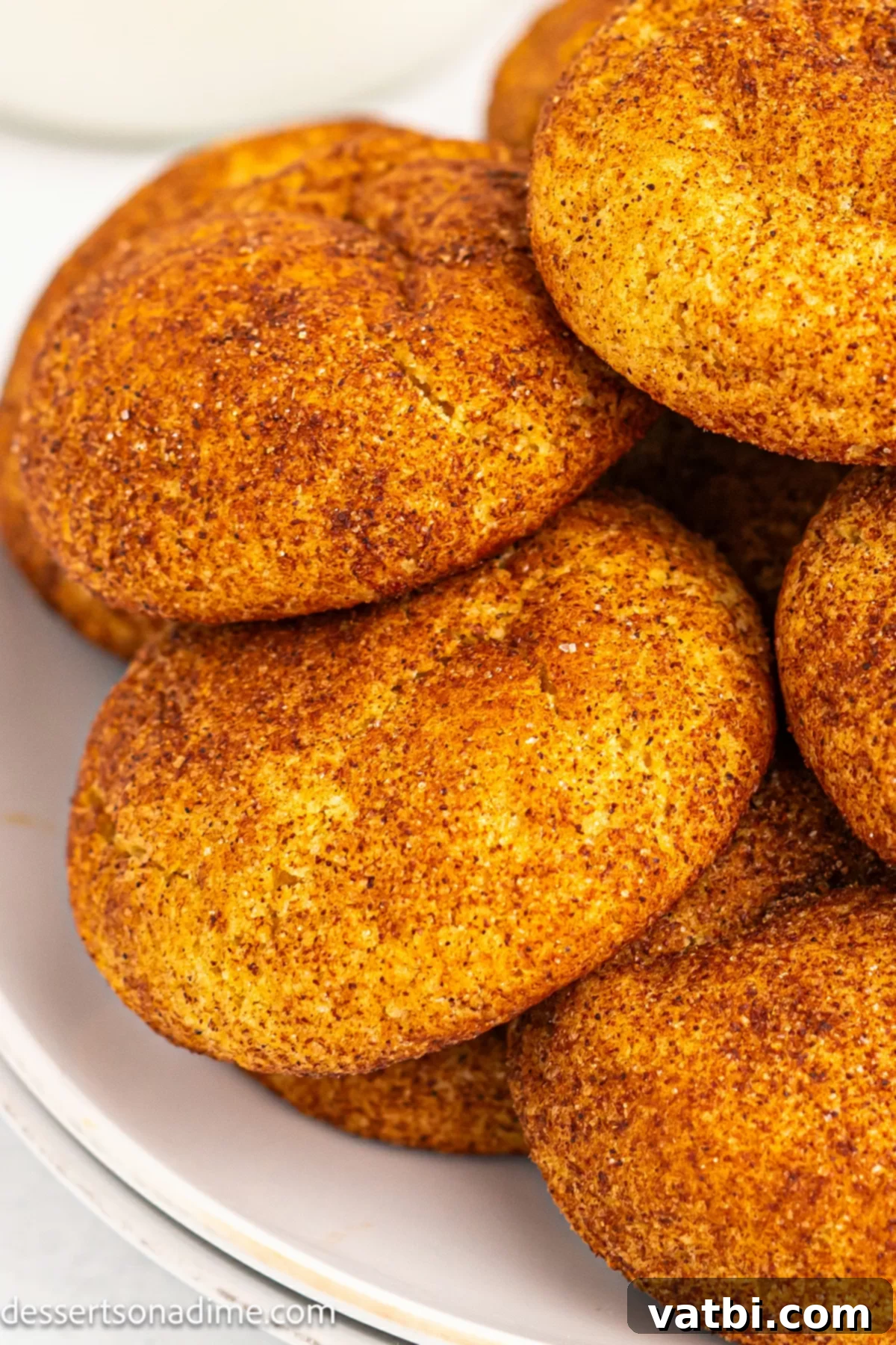 Autumn Spice Pumpkin Snickerdoodles 13 Platter of freshly baked Pumpkin snickerdoodles, arranged beautifully.