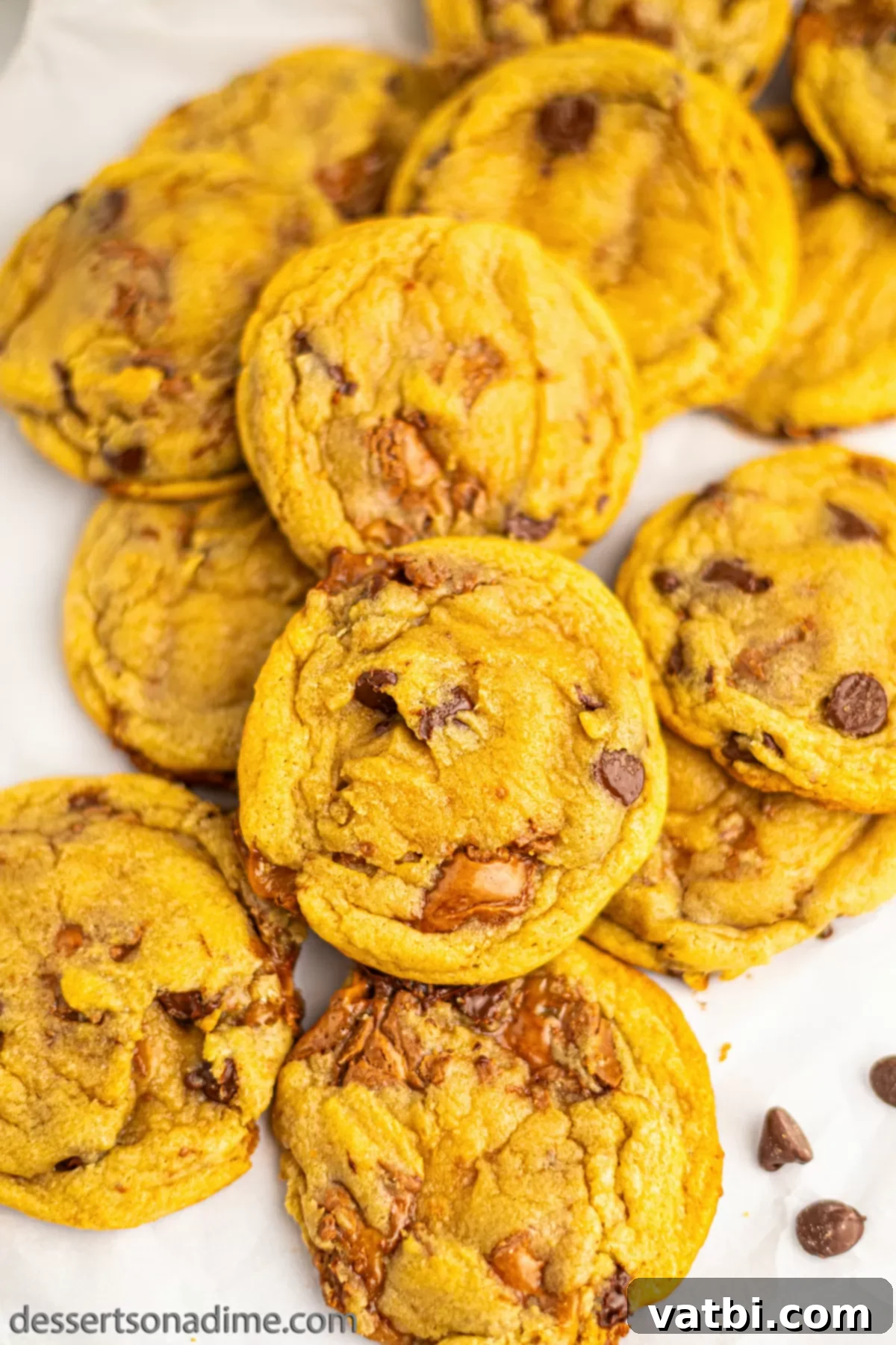 Stacked homemade Milky Way Cookies, showcasing their chewy texture and chocolate caramel nougat pieces.