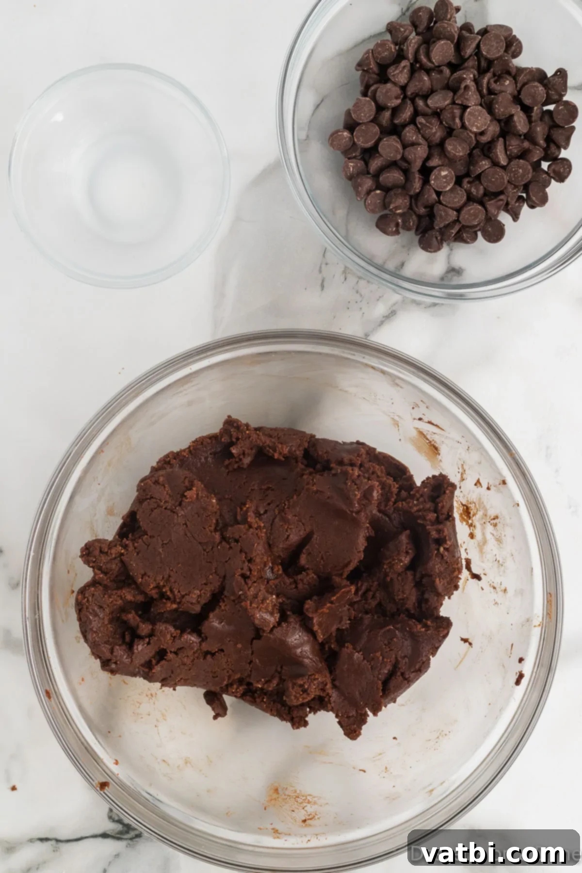 Spoonable Brownie Bliss 7 Brownie batter combined together, showing creamy consistency.