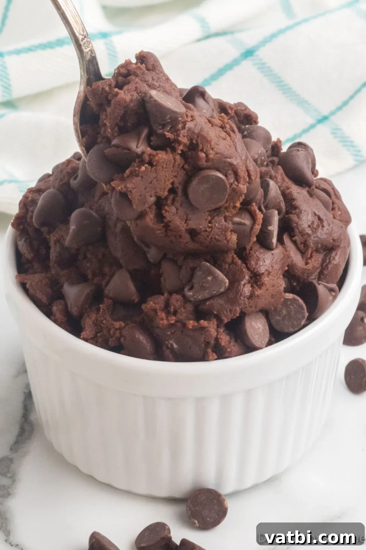 Spoonable Brownie Bliss 9 Brownie Dip in a serving bowl, garnished and ready for enjoyment.