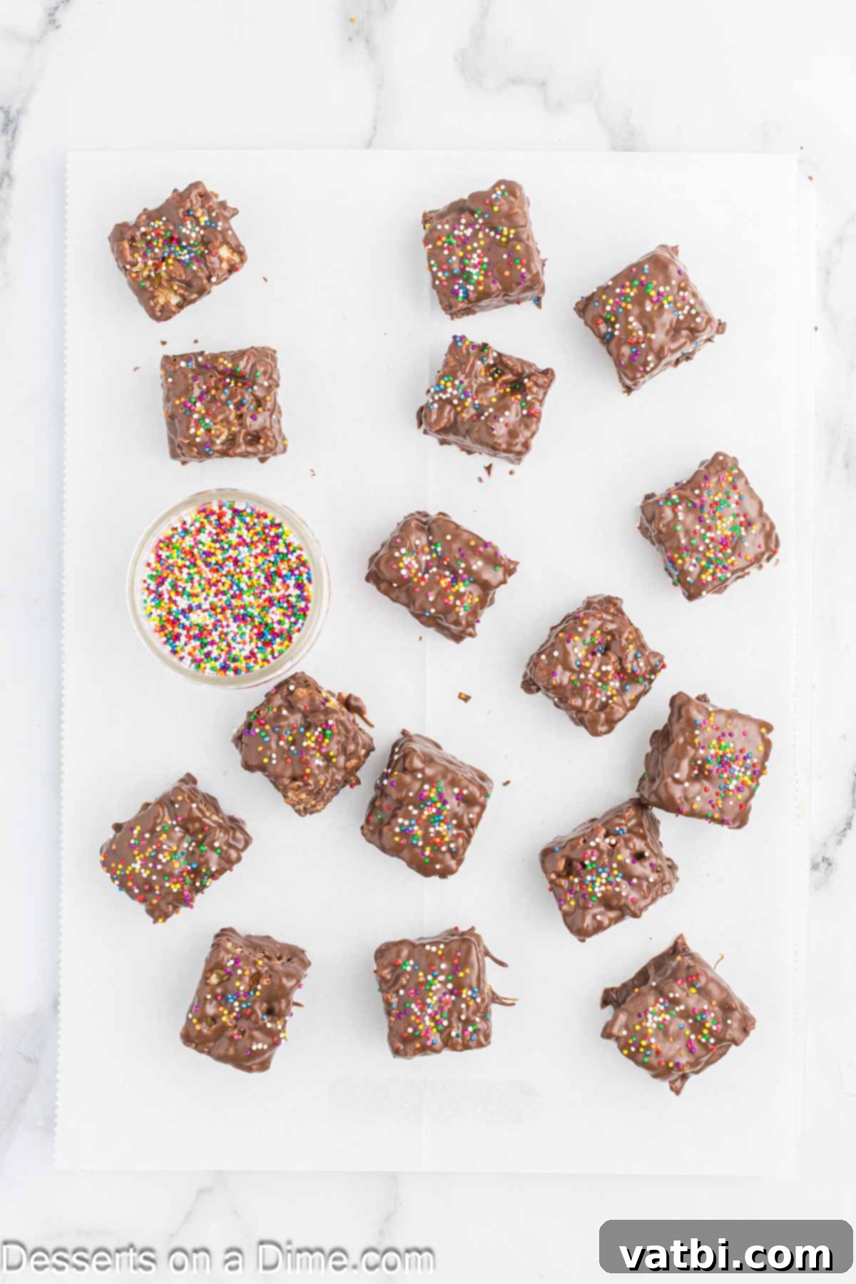 Each bar topped with sprinkles.