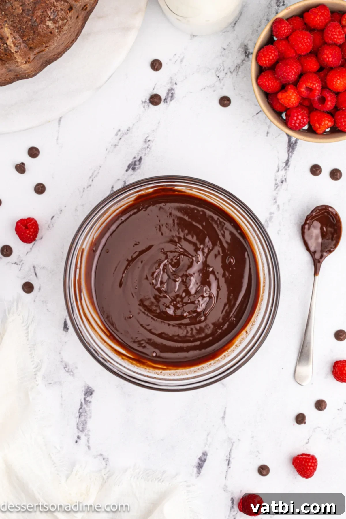 Decadent Chocolate Brownie Cake 5 Chocolate mixture melted and combined in a bowl.