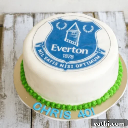 Creative Football Cake Inspiration 16 Everton Football Cake decorated with team colors and logo.