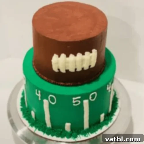 Creative Football Cake Inspiration 23 Football cake designed for a large crowd, with chocolate layers and cream cheese frosting.