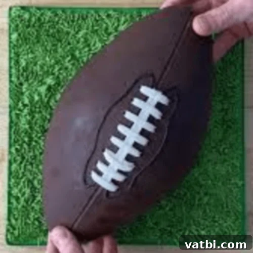 Creative Football Cake Inspiration 30 Dan's Football Cake made with stacked vanilla rounds, perfect for game day.