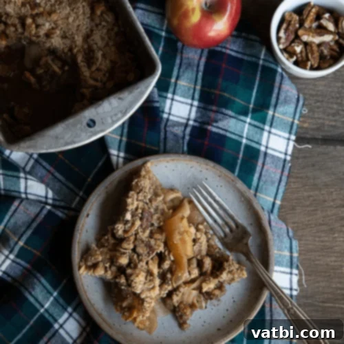 Autumn Apple Bakes 3 Double Nut Apple Pear Crisp, a comforting dessert with a crunchy topping.