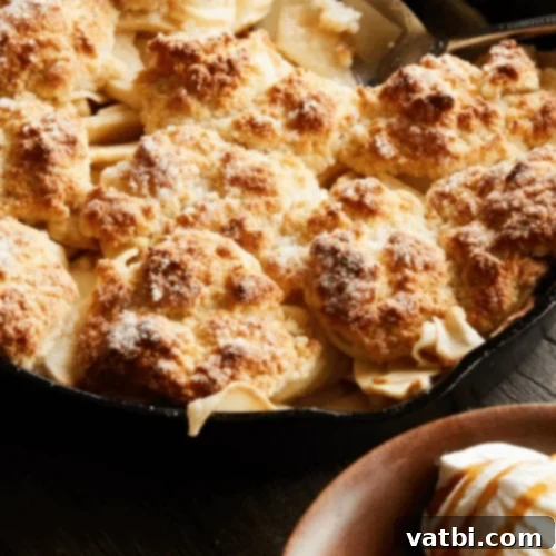 Autumn Apple Bakes 5 Smoked Apple Cobbler, cooked in a cast iron skillet for a unique smoky flavor.