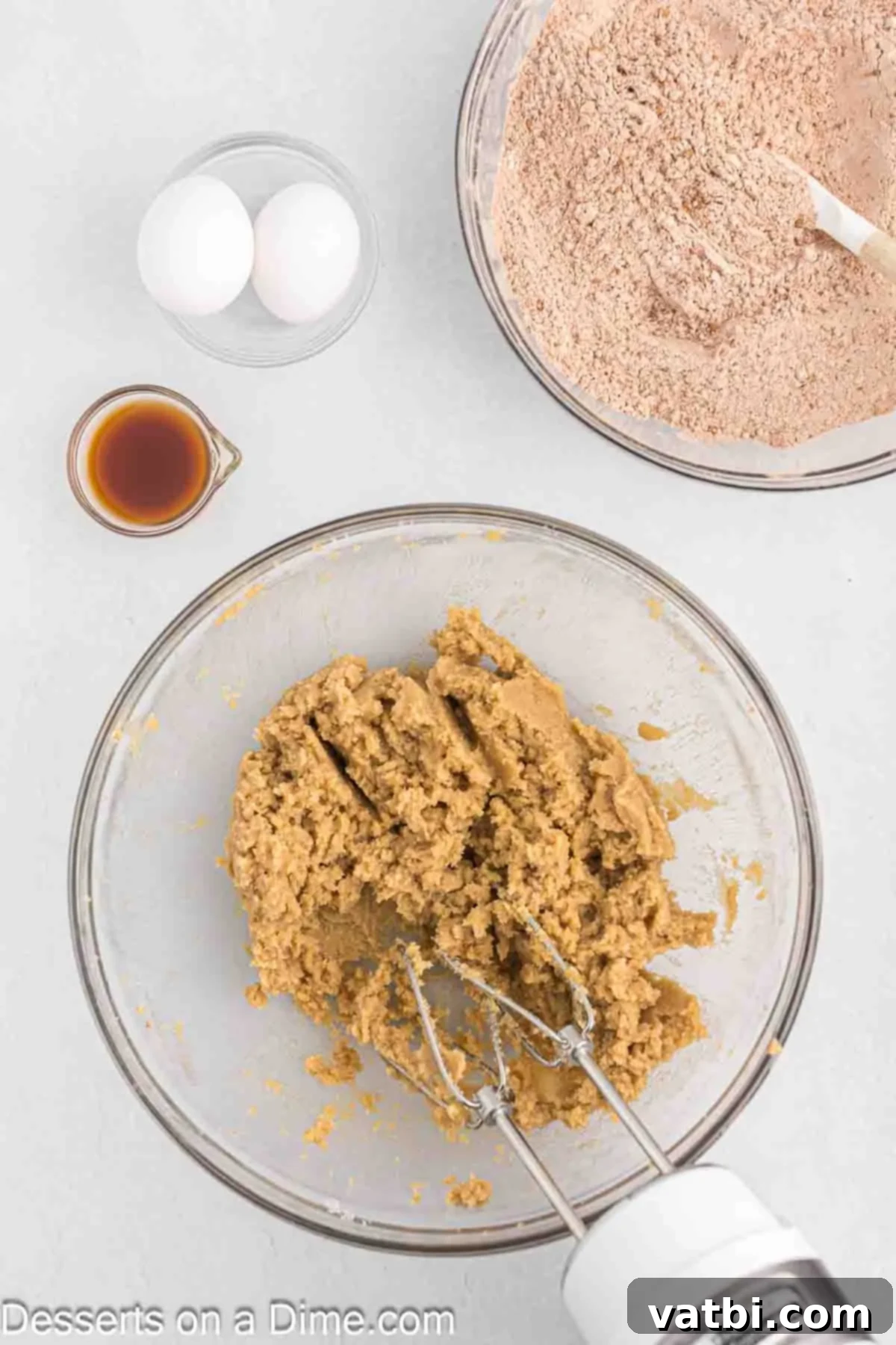 Decadent Chocolate Peanut Butter Pockets 6 Butter and brown sugar mixture in bowl.