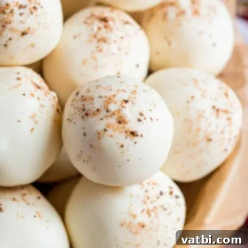Festive Candy Treats 29 Eggnog Truffles, made with real eggnog, white chocolate, and nutmeg, an easy and delicious treat.