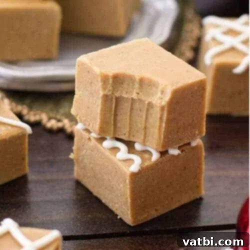 Festive Candy Treats 32 Easy Gingerbread Fudge, a seasonally spiced fudge that takes minutes to make and is a festive Christmas gift.