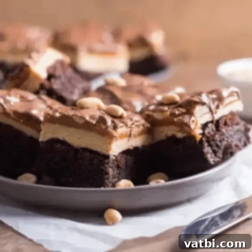 Marshmallow Fluff Delights 13 Multi-layered Giggle Bites featuring a brownie base, peanut butter, caramel, and chocolate.