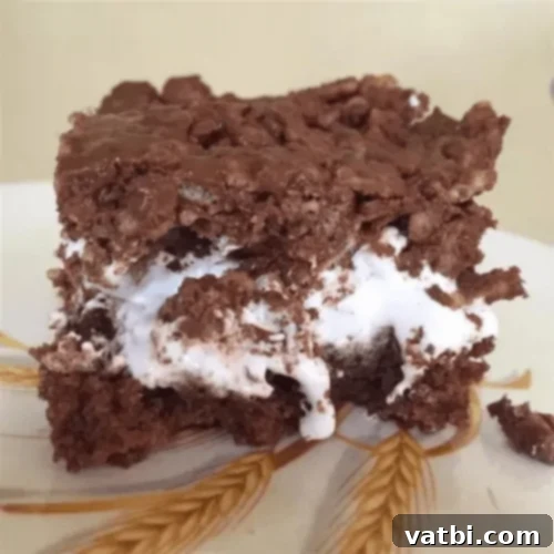 Marshmallow Fluff Delights 15 Krispy Brownie Delights with multiple rich layers of brownie, marshmallow, and peanut butter rice krispies.