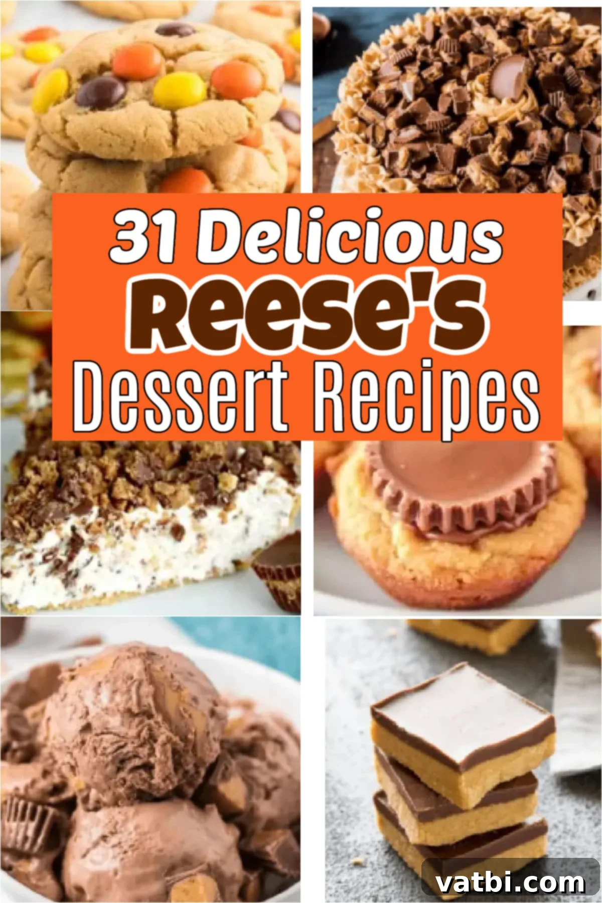 Decadent Reese's Desserts 2 A collection of 31 amazing Reese's Dessert Recipes loaded with peanut butter, including pies, cakes, cookies, cupcakes, ice cream, and more. The best recipes for peanut butter and chocolate lovers.