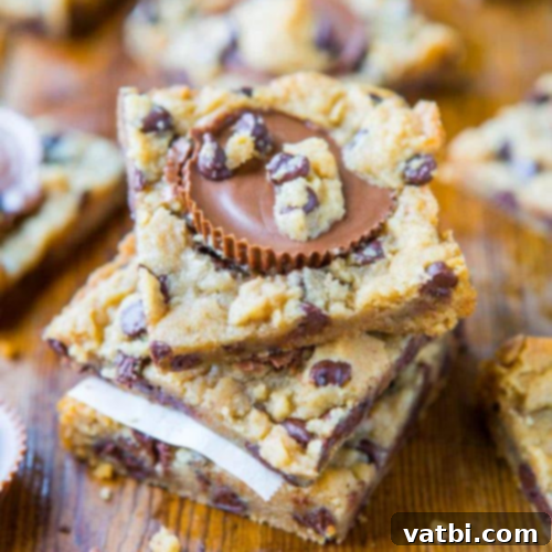 Decadent Reese's Desserts 21 Peanut Butter Cup Chocolate Chip Cookie Dough Bars