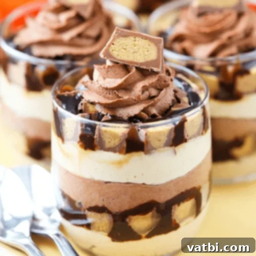 Decadent Reese's Desserts 26 Mini Reese’s Chocolate Peanut Butter Cheesecake Trifles
