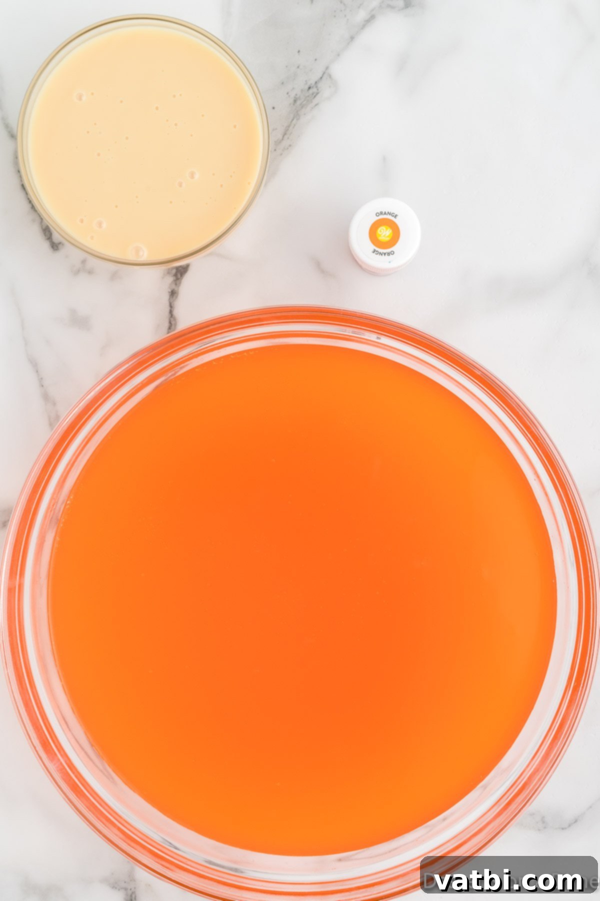 Refreshing Orange Sherbet 4 Large bowl with soda.