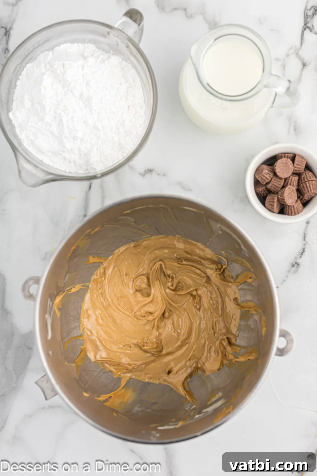 Heavenly Peanut Butter Cupcakes 8 Peanut butter mixture in bowl for frosting.