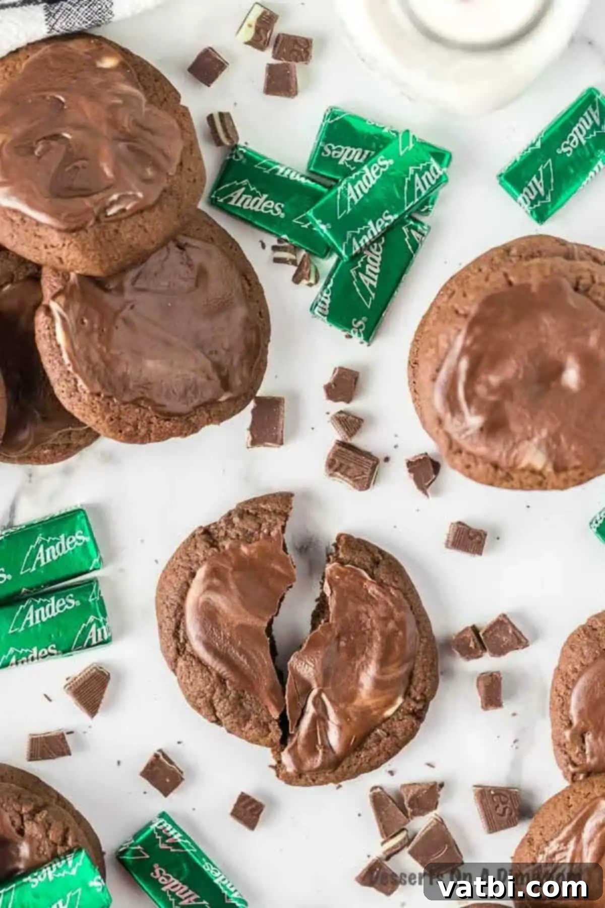 Chocolate Andes Mint Cookies ready to enjoy. 