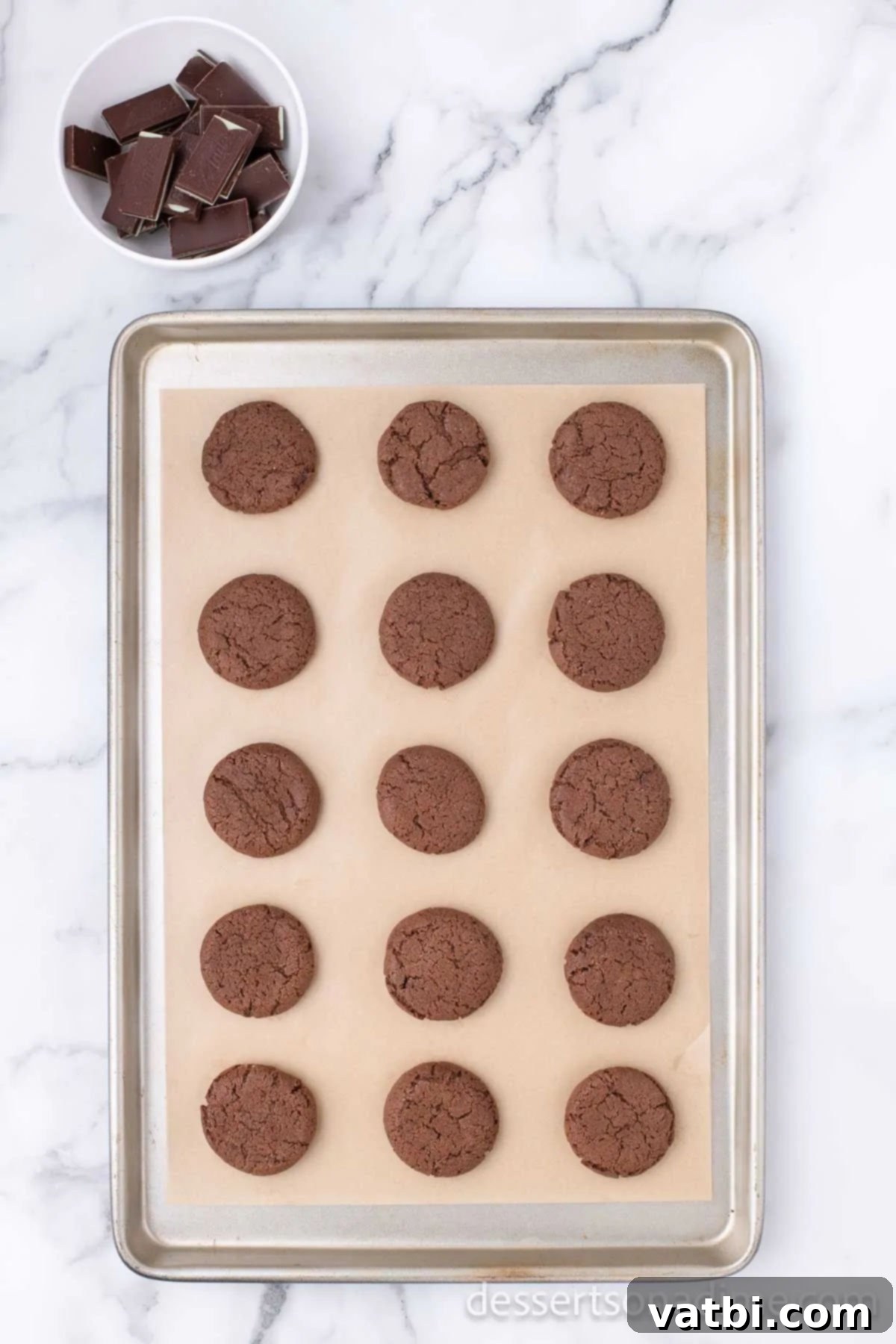 Cookies on baking sheet cooling. 