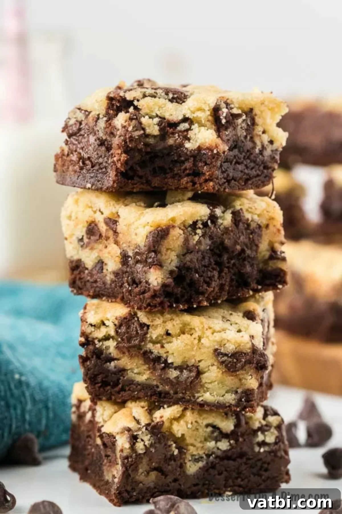 Squares of delicious brookie bars arranged neatly on a cutting board, ready to be served.
