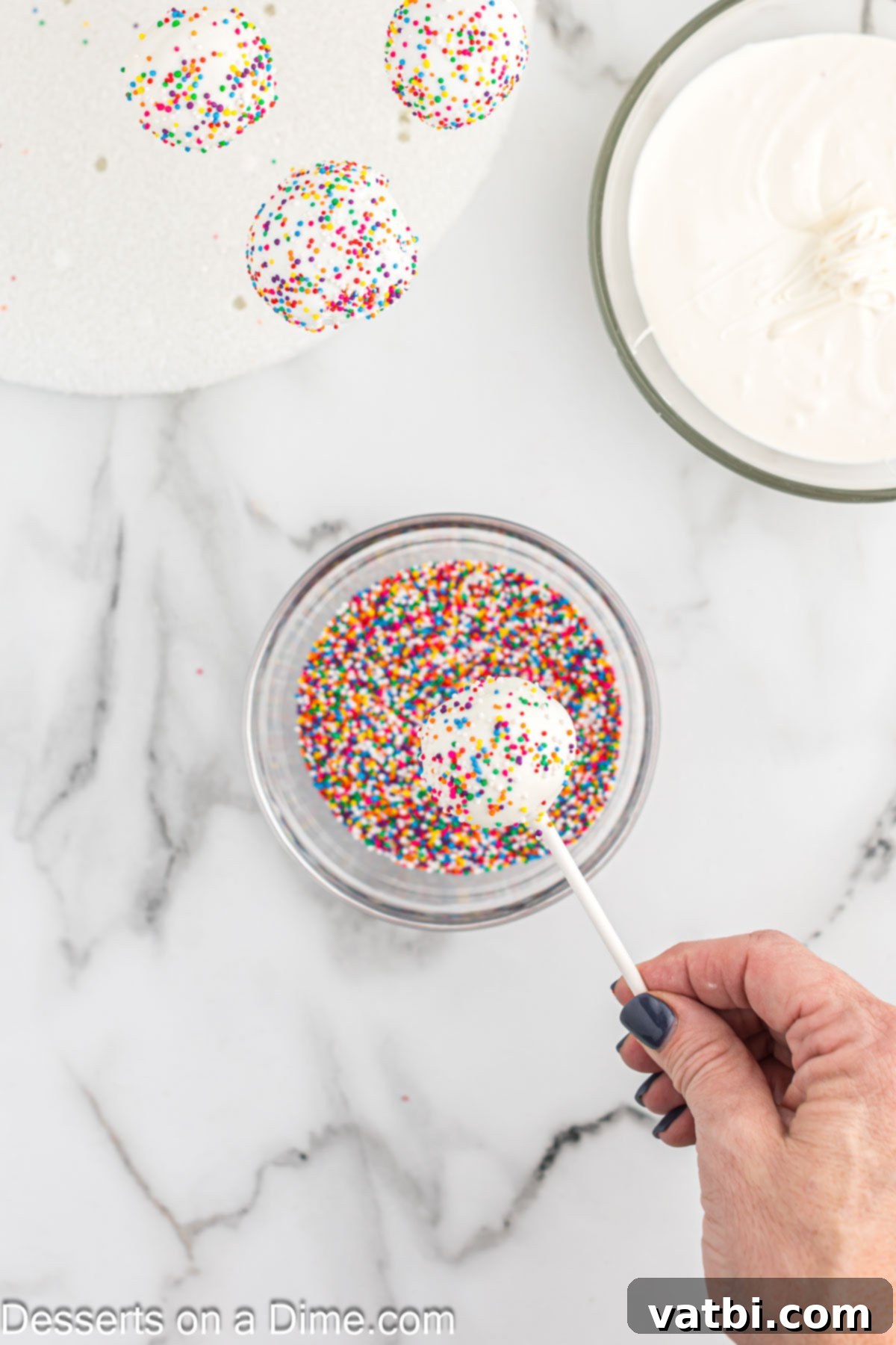 Mastering the Art of Cake Pops 10 Cake Pops dipped in sprinkles.