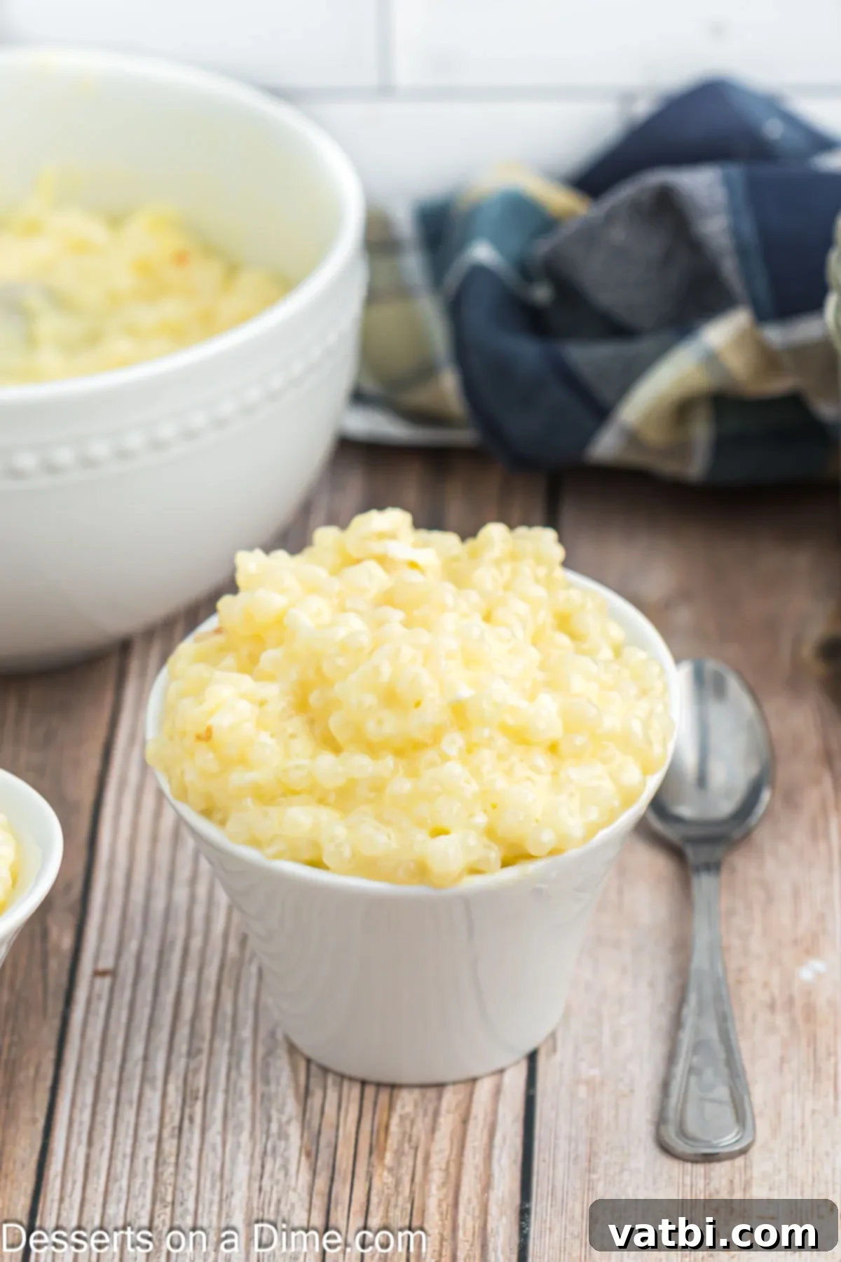 Creamy Tapioca Pudding 10 A bowl of creamy, homemade tapioca pudding garnished for serving.