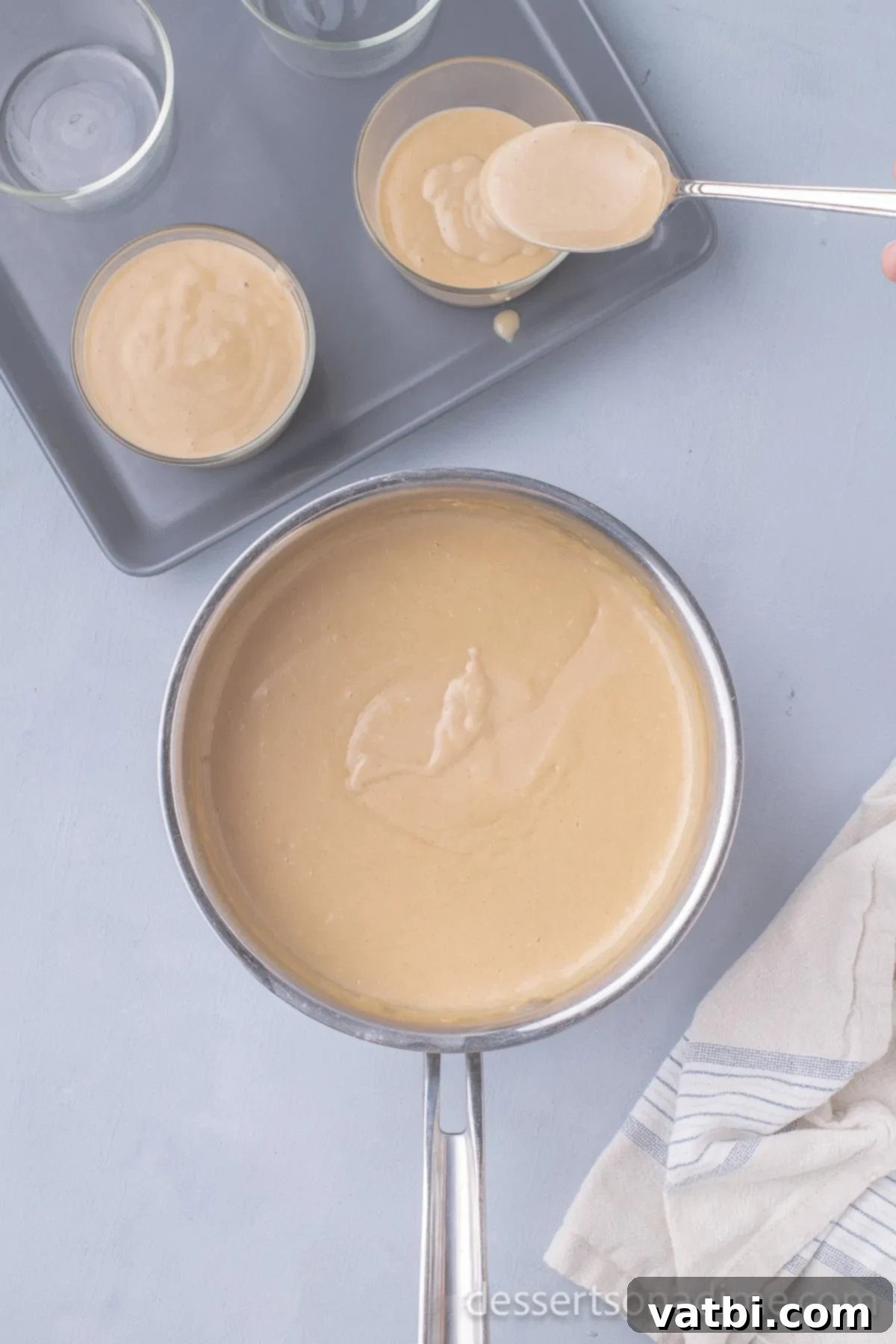 Creamy Peanut Butter Delight 9 Mixture ready to chill in the fridge.