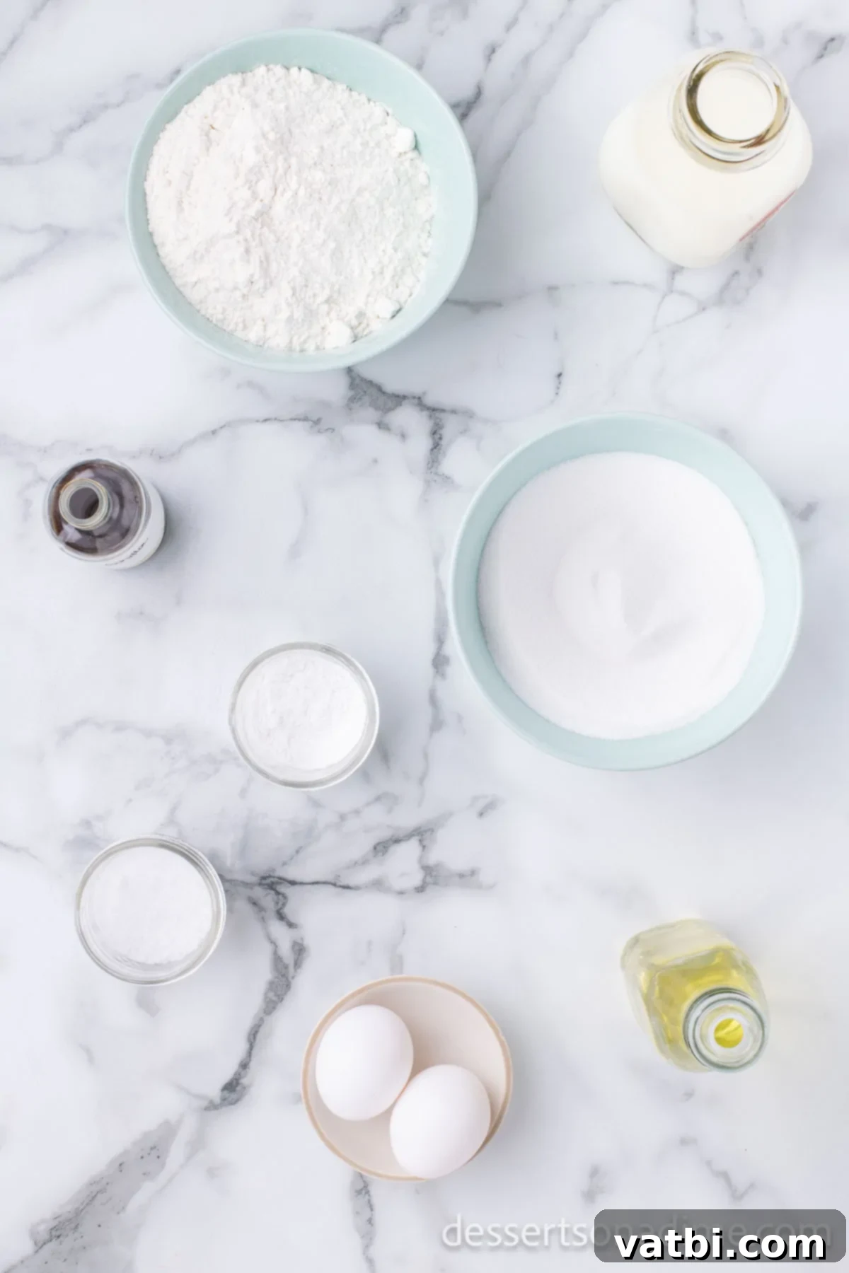 Sweet Temptations 3 Ingredients for sweet bread: flour, sugar, eggs, oil, milk, vanilla, baking powder.