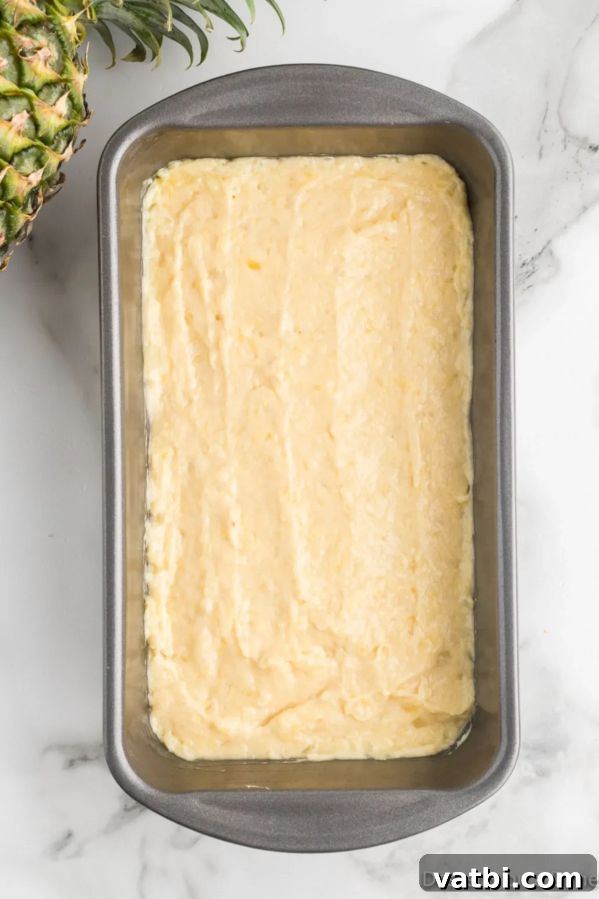 Tropical Pineapple Bread 10 Batter poured into pan.