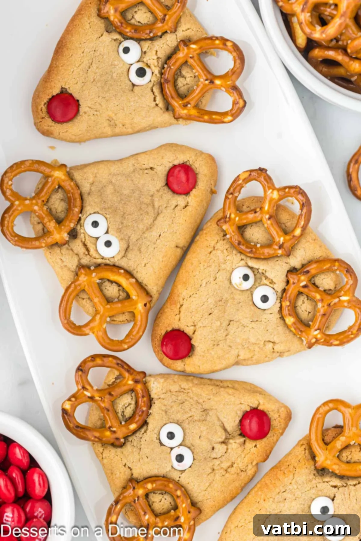 Holiday Reindeer Delights 9 Finished reindeer cookies arranged beautifully on a serving platter, ready to be enjoyed.