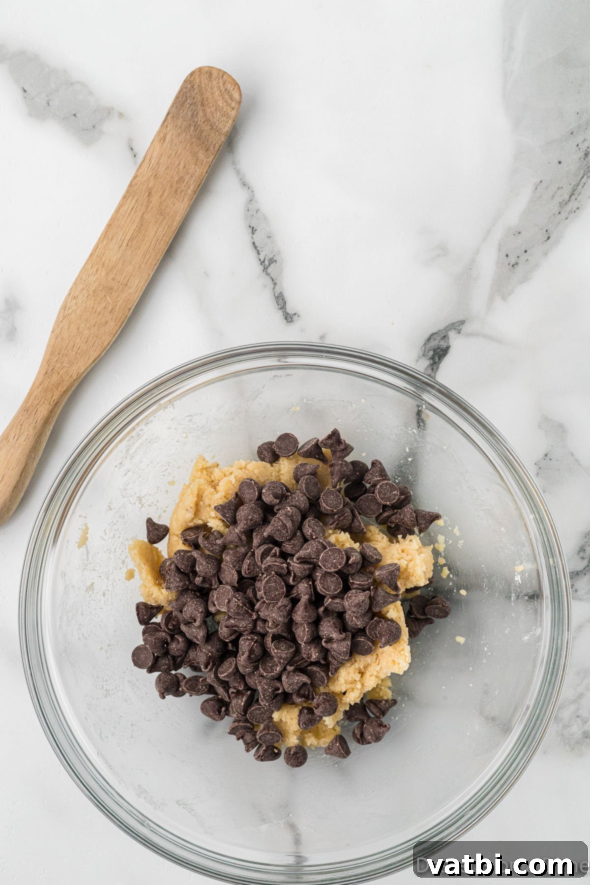 Edible Keto Cookie Dough Delight 6 Chocolate chips mixed in bowl.