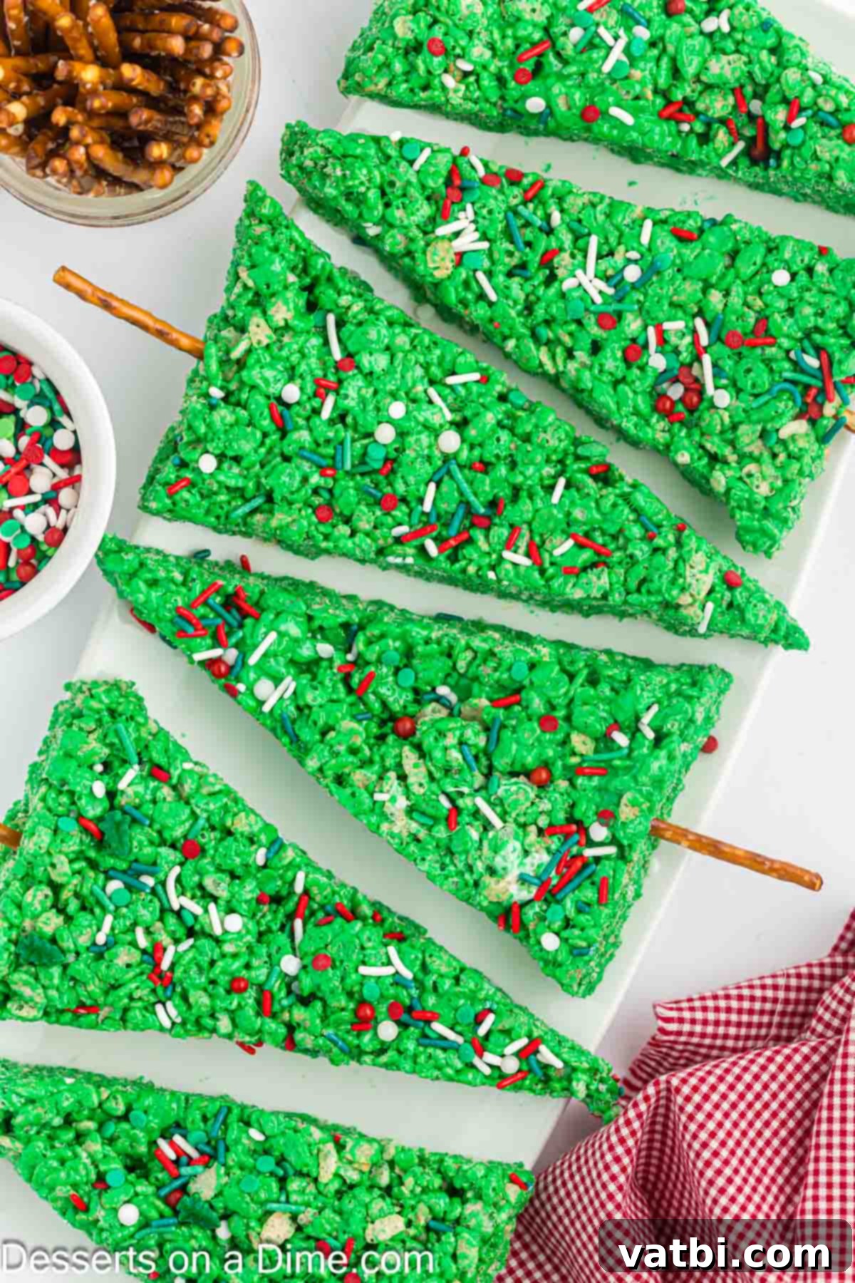 Rice Krispie Christmas Trees 2 Christmas Tree Rice Krispie Treats ready to serve.