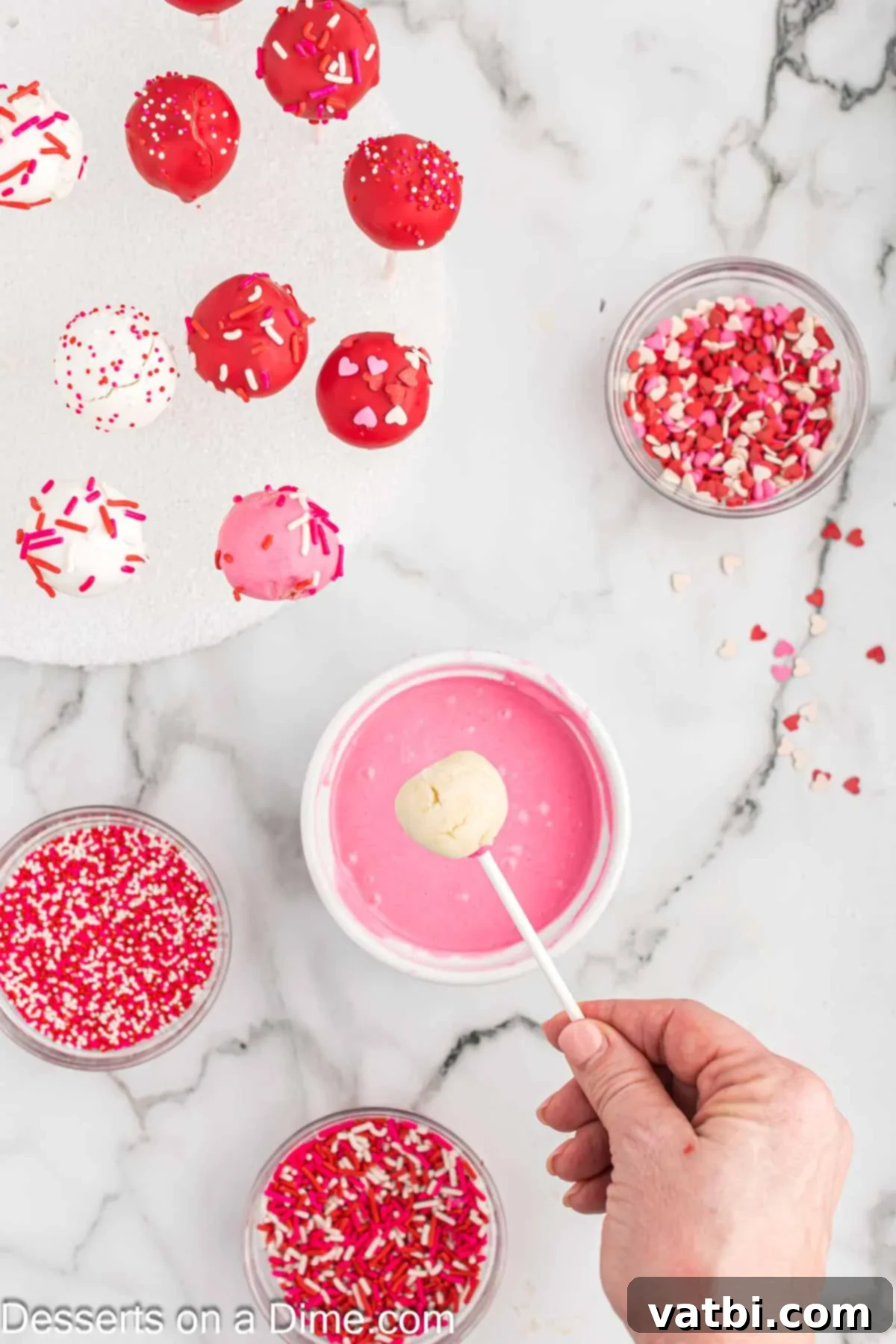 Sweet Valentines Cake Pops 9 Cake pop dipped in melted candy.