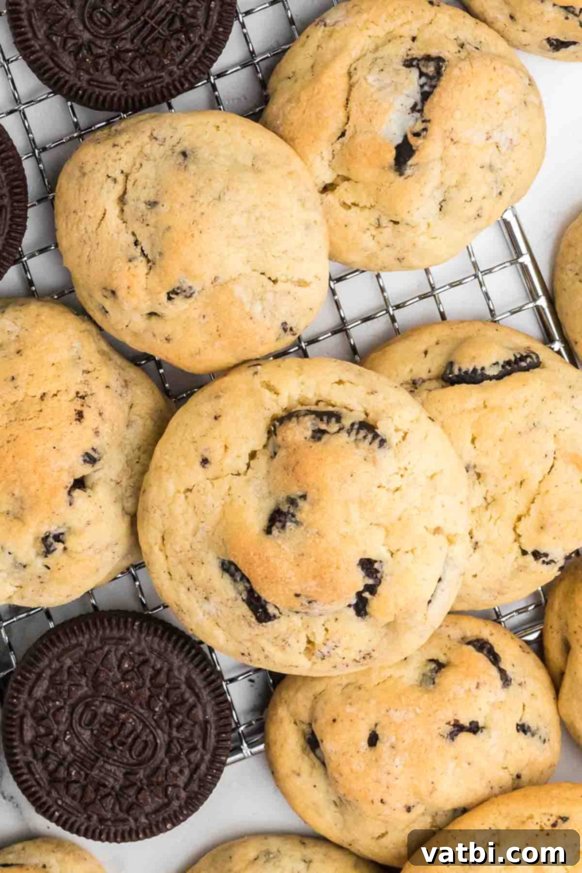 Cookies & Cream Bliss 9 Cookies on wire rack.