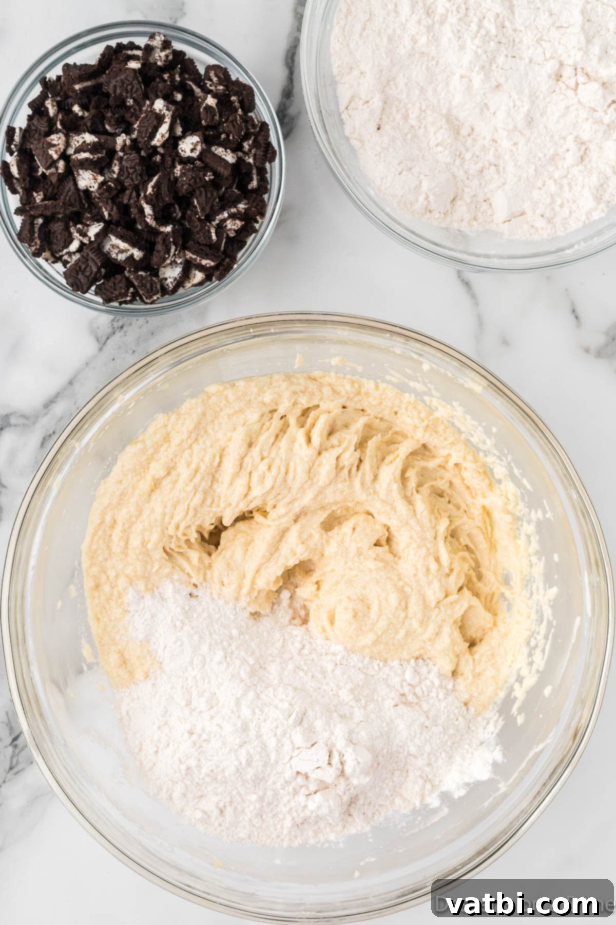Cookies & Cream Bliss 5 Wet and dry ingredients combined together.