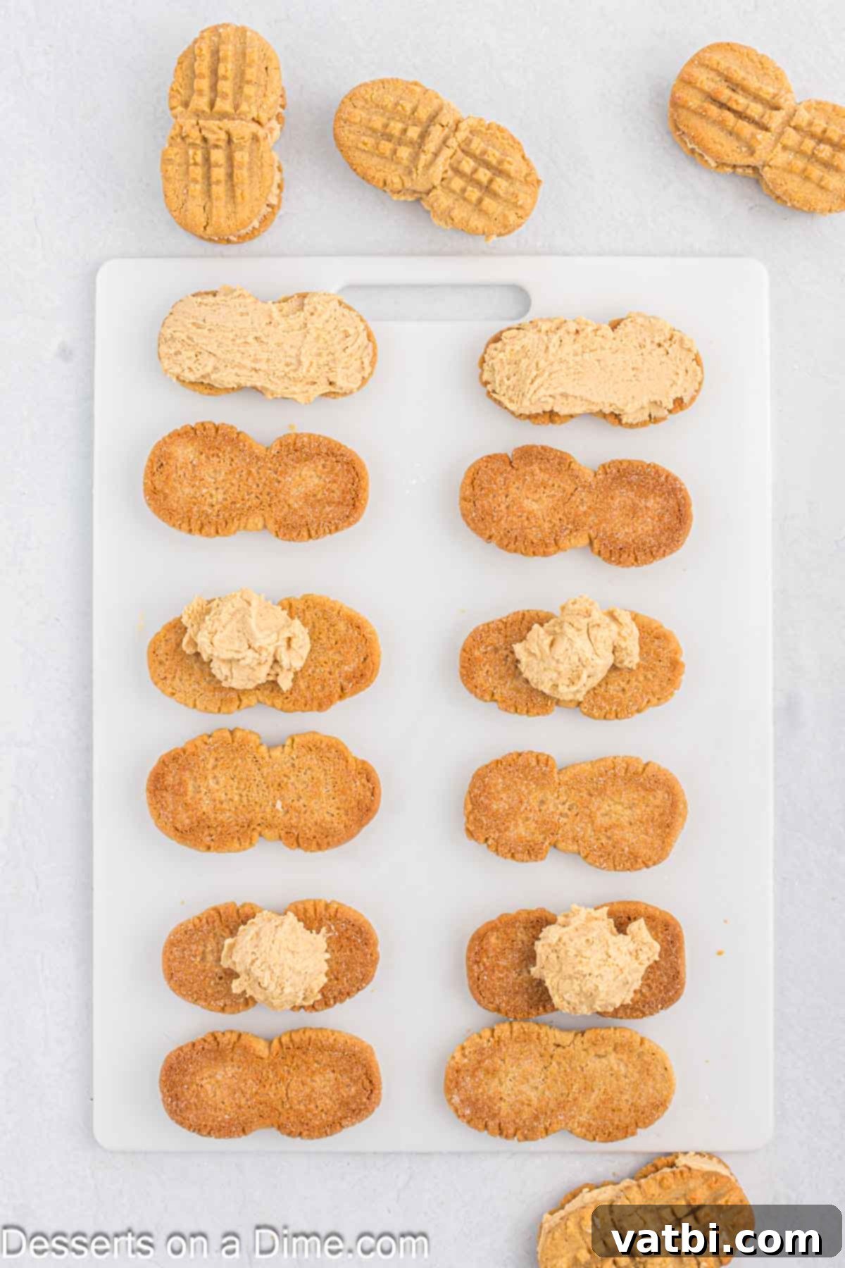 Golden Peanut Perfection 11 Filling added to each cookie and topped with another cookie.