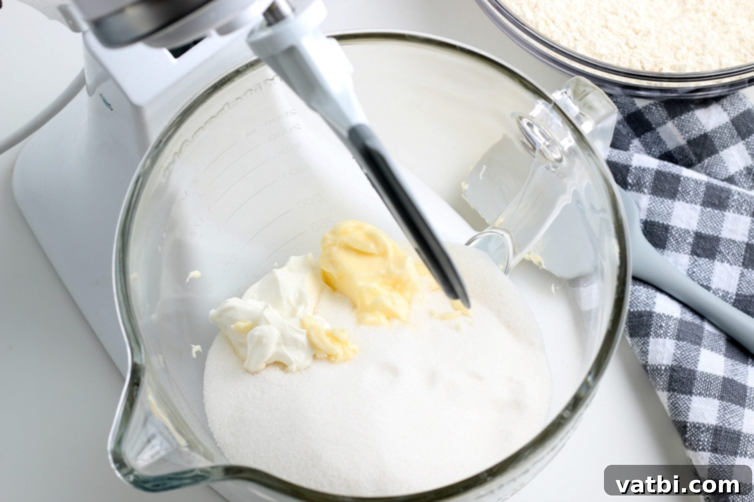 Sugar and Butter combined in a bowl. 